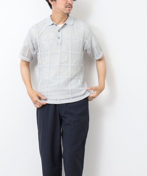 NOLLEY'S goodman（ノーリーズグッドマン）の「Tシャツ付き メッシュ編みニットポロシャツ（ポロシャツ・メンズ・ダークネイビー/ライトグレー/オリーブ・M/L）」の7枚目の写真