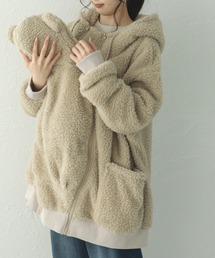 【ママサイズ】マタニティウェア ボアフリース 抱っこ紐 パーカー