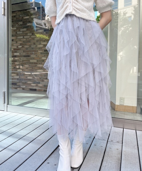 mylan／マイランチュール フレアスカート MIIA（ミーア）の「ランダムチュールフレアスカート（スカート）」 - WEAR