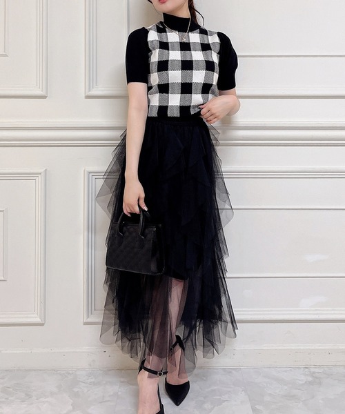 MIIA（ミーア）の「ランダムチュールフレアスカート（スカート