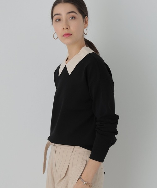 saloon（サルーン）の「SALOON(サルーン)/《再入荷・新色登場》襟付きゴールドボタン長袖ニット【手洗い可】（ニット/セーター・レディース・ブラック/ネイビー/ブラウン/ブラック×ホワイト/その他1/ダークブラウン/グリーン・FREE）」の11枚目の写真