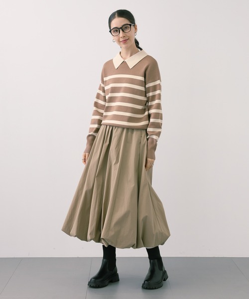 saloon（サルーン）の「SALOON(サルーン)/《再入荷・新色登場》襟付きゴールドボタン長袖ニット【手洗い可】（ニット/セーター・レディース・ブラック/ネイビー/ブラウン/ブラック×ホワイト/その他1/ダークブラウン/グリーン・FREE）」の19枚目の写真