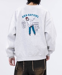 【a-r】〔Red Cap Girl/レッドキャップガール〕裏起毛 バック刺繍/フェルト刺繍 クルーネックスウェット