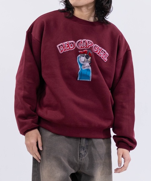 Red Cap Girl(レッドキャプガール)の「【a-r】〔Red Cap Girl/レッドキャップガール〕裏起毛 バック刺繍/フェルト刺繍 クルーネックスウェット(スウェット・メンズ・ホワイト/ネイビー/ダークグリーン/ダークグレー/アッシュグレー/ブラック系1/ホワイト系1/ブラック/ライトグレー系1/オレンジ系1/オレンジ/オートミール/ネイビー系1/グレー/ブラウン/ワインレッド/ワイン/アイボリー・LARGE/MEDIUM/X-LARGE)」の15枚目の写真