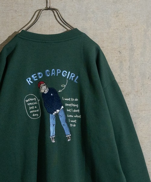 Red Cap Girl(レッドキャプガール)の「【a-r】〔Red Cap Girl/レッドキャップガール〕裏起毛 バック刺繍/フェルト刺繍 クルーネックスウェット(スウェット・メンズ・ホワイト/ネイビー/ダークグリーン/ダークグレー/アッシュグレー/ブラック系1/ホワイト系1/ブラック/ライトグレー系1/オレンジ系1/オレンジ/オートミール/ネイビー系1/グレー/ブラウン/ワインレッド/ワイン/アイボリー・LARGE/MEDIUM/X-LARGE)」の12枚目の写真
