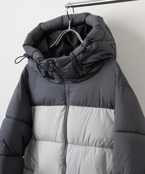 make a ray!（メイク ア レイ！）の「【撥水】ビッグシルエット ファイバーダウン ボリュームネック フーディ― ジャケット/マウンテンパーカー（ダウンジャケット/コート・メンズ・ブラック/オリーブ/ライトグレー/ブラック系その他/チャコールグレー/ブラック×グレー・M/L/XL）」の22枚目の写真