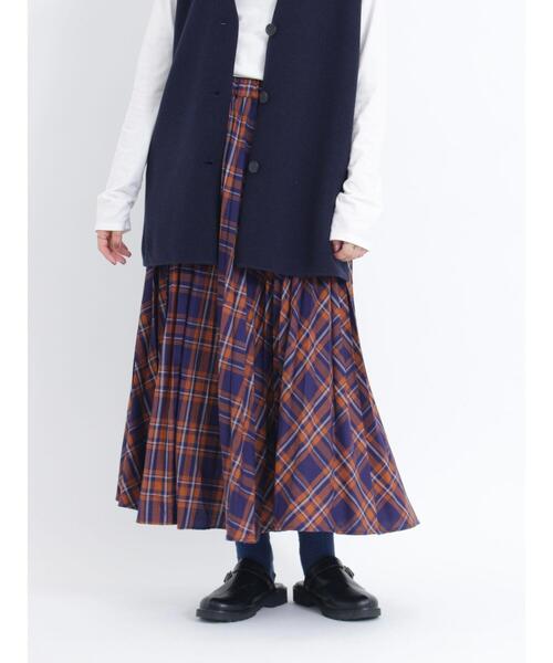 Samansa Mos2（サマンサ モスモス）の「【帯電防止】ひらひらチェックプリーツスカート（スカート・レディース・グリーン/グレー/ブルー/レッド・F）」の6枚目の写真