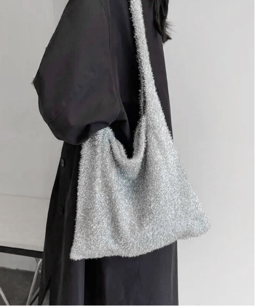 Port(ポート)の「【 Jelly moo / ジェリームー 】ラメ シャギー ニット トートバッグ #_(トートバッグ・レディース・ブラック/シルバー/マルチ・FREE)」の1枚目の写真