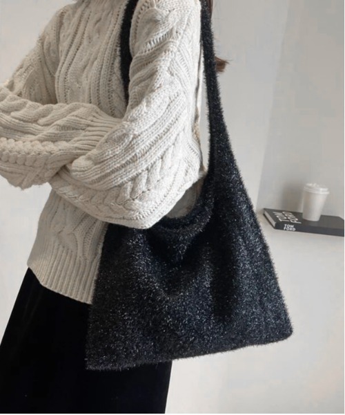 Port(ポート)の「【 Jelly moo / ジェリームー 】ラメ シャギー ニット トートバッグ #_(トートバッグ・レディース・ブラック/シルバー/マルチ・FREE)」の2枚目の写真