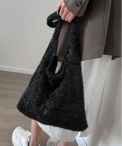 Port(ポート)の「【 Jelly moo / ジェリームー 】ラメ シャギー ニット トートバッグ #_(トートバッグ・レディース・ブラック/シルバー/マルチ・FREE)」の4枚目の写真