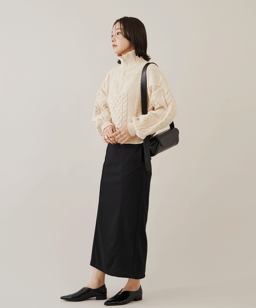 Shelly island（シェリーアイランド）の「ハーフZIPケーブルニット（Tシャツ/カットソー・レディース・ホワイト/ブラック・FREE）」の3枚目の写真