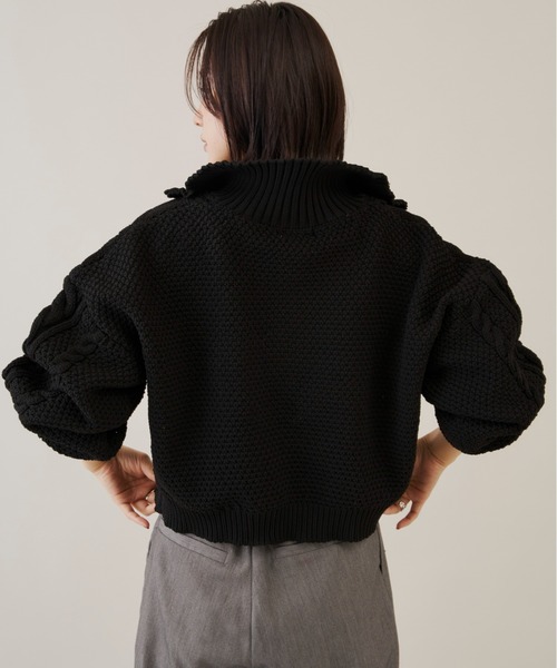 Shelly island（シェリーアイランド）の「ハーフZIPケーブルニット（Tシャツ/カットソー・レディース・ホワイト/ブラック・FREE）」の15枚目の写真