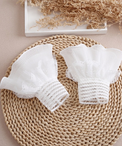 Felt-Maglietta（フェルトマリエッタ）の「レース付き付け袖（アームカバー・レディース・ブラック/ホワイト・FREE）」の2枚目の写真