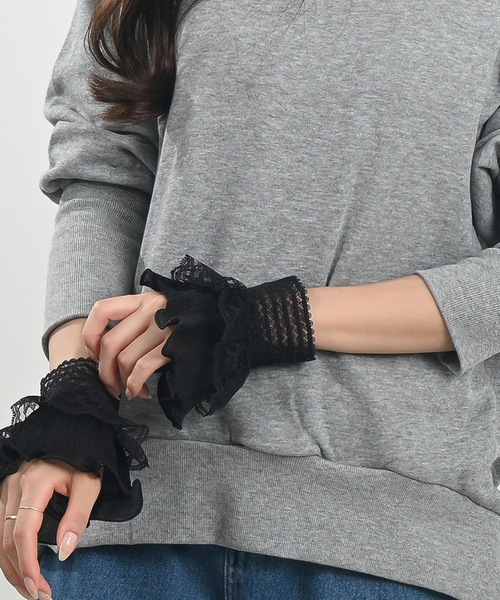 Felt-Maglietta（フェルトマリエッタ）の「レース付き付け袖（アームカバー・レディース・ブラック/ホワイト・FREE）」の7枚目の写真