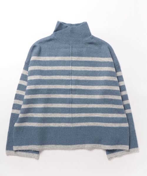 STYLEBLOCK（スタイルブロック）の「バスクボーダーニットハイネックプルオーバー（ニット/セーター・レディース・ブラック/グリーン/ブルー/オフホワイト/グレイッシュベージュ・M）」の5枚目の写真