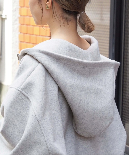 tiptop（ティップトップ）の「【ライン入り登場】メルトンハーフジップBIGパーカー（パーカー・レディース・チャコールグレー/グレー/ブルー/グリーン/アイボリー/ブラック系その他/グレー系その他・FREE）」の8枚目の写真