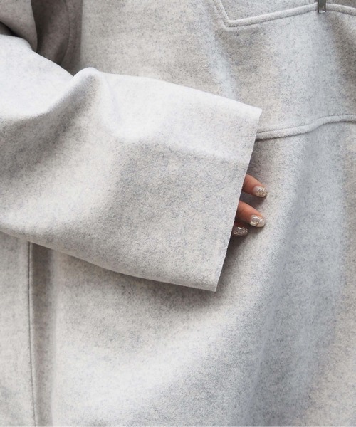 tiptop（ティップトップ）の「【ライン入り登場】メルトンハーフジップBIGパーカー（パーカー・レディース・チャコールグレー/グレー/ブルー/グリーン/アイボリー/ブラック系その他/グレー系その他・FREE）」の9枚目の写真