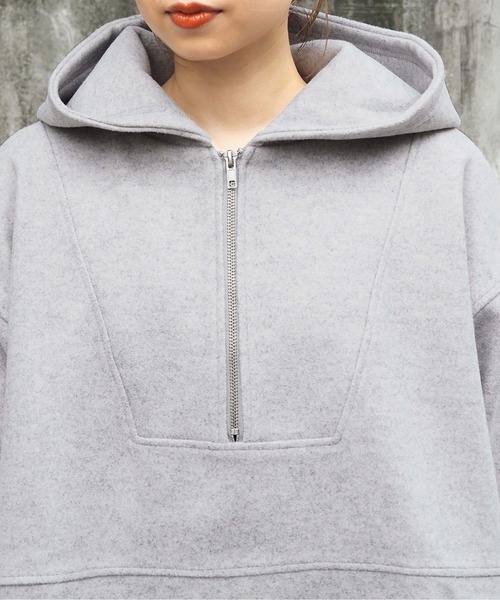 tiptop（ティップトップ）の「【ライン入り登場】メルトンハーフジップBIGパーカー（パーカー・レディース・チャコールグレー/グレー/ブルー/グリーン/アイボリー/ブラック系その他/グレー系その他・FREE）」の20枚目の写真