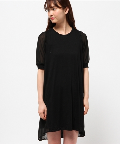 mystic（ミスティック）の「サイドシフォン半袖OP（ワンピース・レディース・グレー/ブラック/オフホワイト/カーキ・ﾌﾘ-）」の5枚目の写真