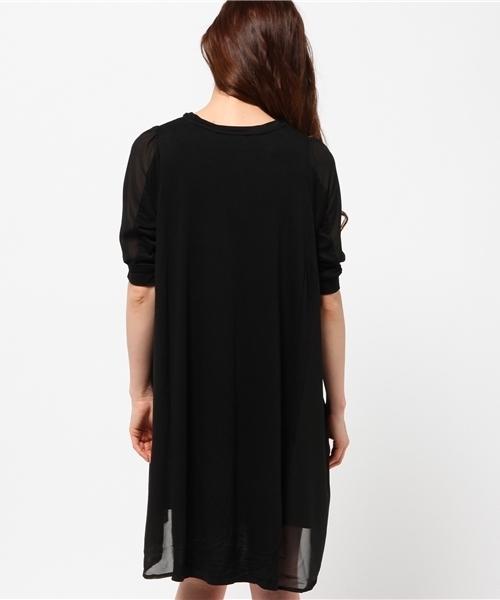 mystic（ミスティック）の「サイドシフォン半袖OP（ワンピース・レディース・グレー/ブラック/オフホワイト/カーキ・ﾌﾘ-）」の7枚目の写真