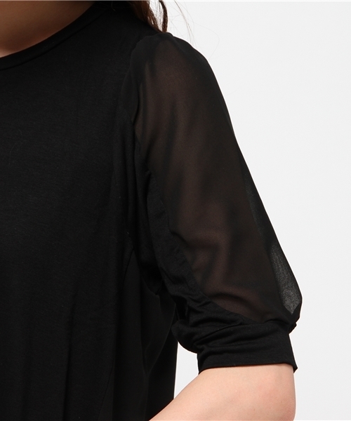 mystic（ミスティック）の「サイドシフォン半袖OP（ワンピース・レディース・グレー/ブラック/オフホワイト/カーキ・ﾌﾘ-）」の10枚目の写真