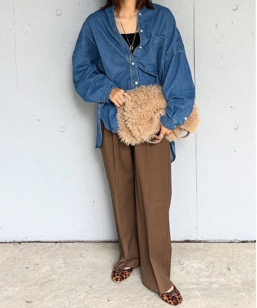 ANGIE(アンジー)の「オーバーサイズ バンドカラー デニムシャツ(シャツ/ブラウス・レディース・ネイビー/ブルー/ブルー系その他/グレー・FREE)」の18枚目の写真