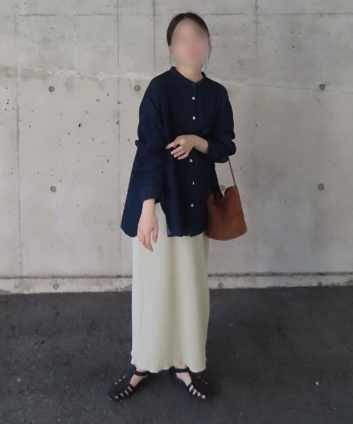 ANGIE(アンジー)の「オーバーサイズ バンドカラー デニムシャツ(シャツ/ブラウス・レディース・ネイビー/ブルー/ブルー系その他/グレー・FREE)」の16枚目の写真
