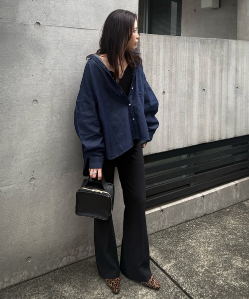 ANGIE(アンジー)の「オーバーサイズ バンドカラー デニムシャツ(シャツ/ブラウス・レディース・ネイビー/ブルー/ブルー系その他/グレー・FREE)」の21枚目の写真
