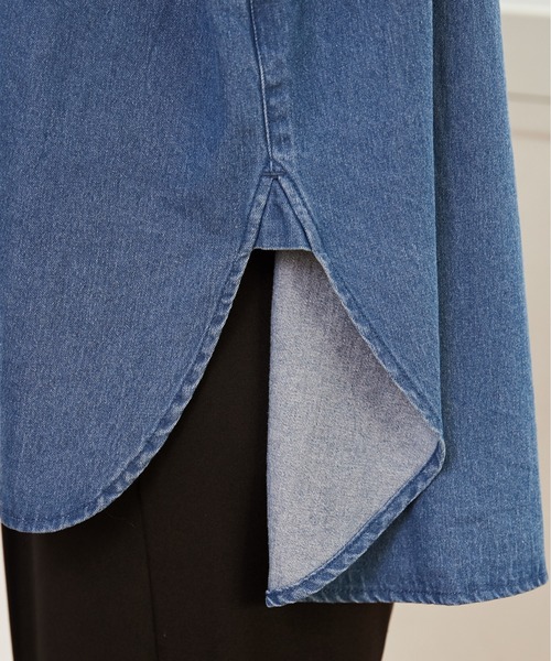 ANGIE（アンジー）の「オーバーサイズ バンドカラー デニムシャツ（シャツ/ブラウス・レディース・ネイビー/ブルー/ブルー系その他/グレー・FREE）」の8枚目の写真