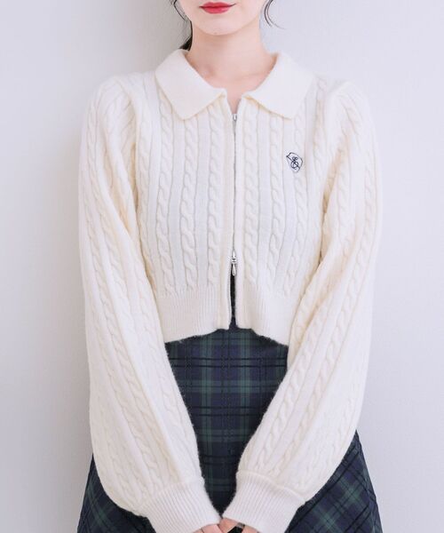 ems excite（エムズエキサイト）の「ダブルZIPケーブルNT（ニット/セーター・レディース・ライトグレー/ピンク/ブルー/ナチュラル・FREE）」の3枚目の写真