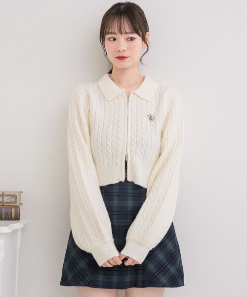 ems excite（エムズエキサイト）の「ダブルZIPケーブルNT（ニット/セーター・レディース・ライトグレー/ピンク/ブルー/ナチュラル・FREE）」の6枚目の写真