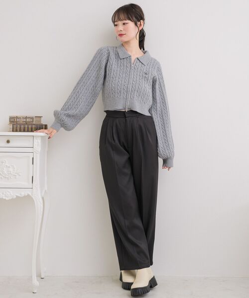 ems excite（エムズエキサイト）の「ダブルZIPケーブルNT（ニット/セーター・レディース・ライトグレー/ピンク/ブルー/ナチュラル・FREE）」の18枚目の写真