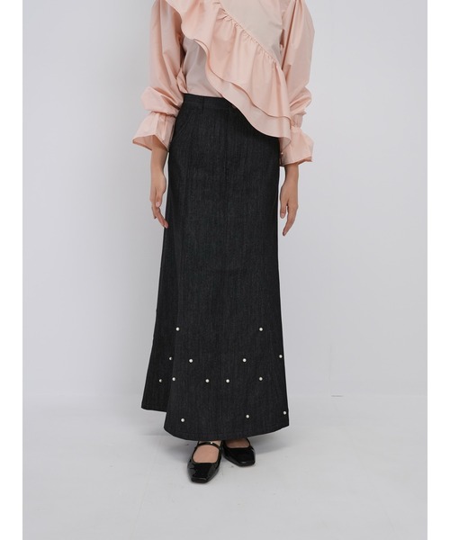 Cla STEllaR（クラステラ）の「デニム パール スカート ロング フレア（デニムスカート・レディース・ブルー/ブラック・S/M）」の19枚目の写真