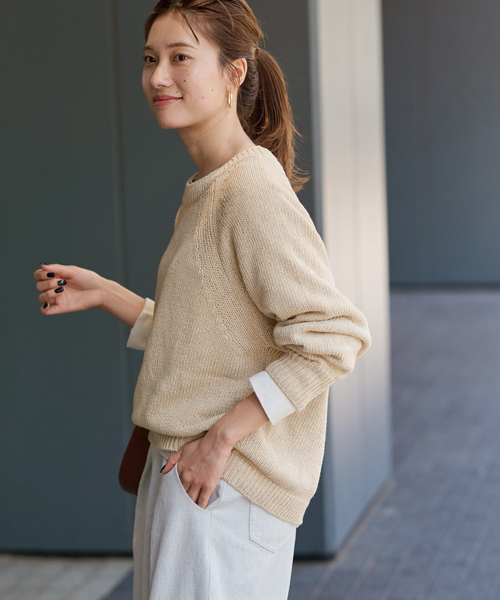 FRAMeWORK リネンコットンラグランニット FRAMeWORK - FRAMeWORK リネンコットンラグランニットの通販 by