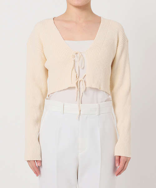 Noble（ノーブル）の「COTTON BOUCLEリブショートカーディガン（カーディガン/ボレロ・レディース・ホワイト/ライトグリーン・FREE）」の21枚目の写真