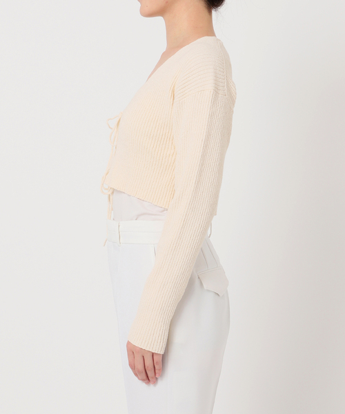 Noble（ノーブル）の「COTTON BOUCLEリブショートカーディガン（カーディガン/ボレロ・レディース・ホワイト/ライトグリーン・FREE）」の22枚目の写真