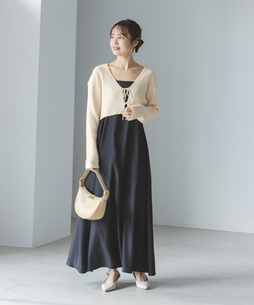 Noble（ノーブル）の「COTTON BOUCLEリブショートカーディガン（カーディガン/ボレロ・レディース・ホワイト/ライトグリーン・FREE）」の6枚目の写真