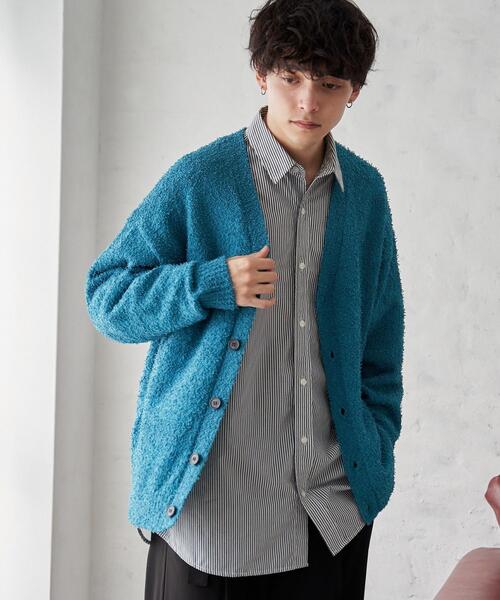 WEGO（ウィゴー）の「WEGO/ツイストブークレカーディガン（カーディガン/ボレロ・メンズ・ブラック系その他/ブラック/ブルー/オレンジ系その他/グレー・LARGE/MEDIUM）」の12枚目の写真