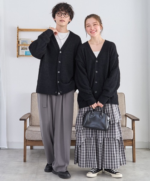 WEGO（ウィゴー）の「WEGO/ツイストブークレカーディガン（カーディガン/ボレロ・メンズ・ブラック系その他/ブラック/ブルー/オレンジ系その他/グレー・LARGE/MEDIUM）」の6枚目の写真