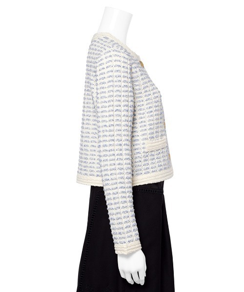 FURFUR（ファーファー）の「ツイードニットジャケット（ノーカラージャケット・レディース・ブルー/ピンク/ブラック・FREE）」の8枚目の写真