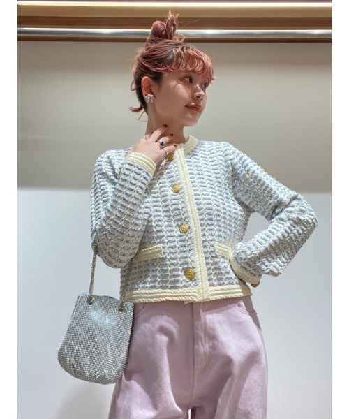 FURFUR（ファーファー）の「ツイードニットジャケット（ノーカラージャケット・レディース・ブルー/ピンク/ブラック・FREE）」の19枚目の写真