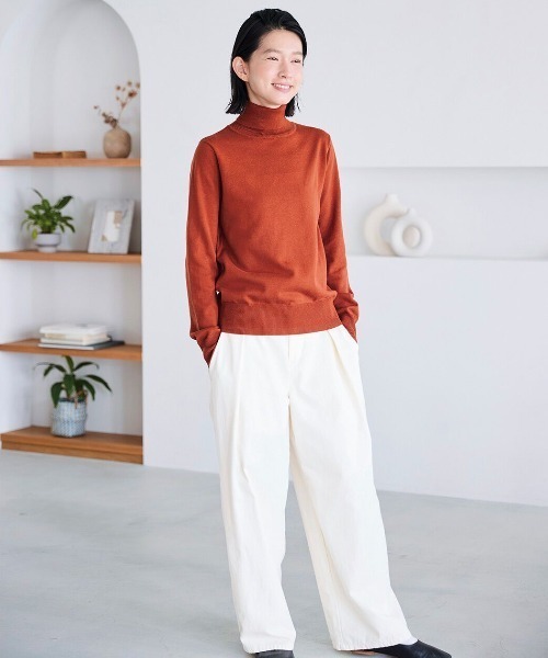 Sunny clouds（サニークラウズ）の「サニークラウズ　重宝ニットタートル〈レディース〉（ニット/セーター・レディース・ブルー/ブラック/オフホワイト/テラコッタ・M/LL/L/3L/MP）」の12枚目の写真