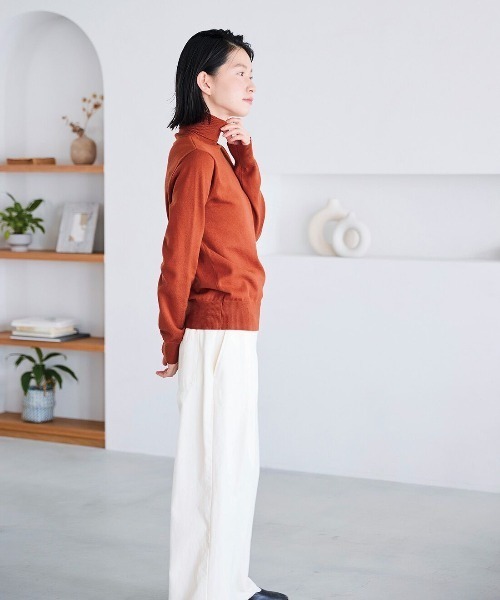 Sunny clouds（サニークラウズ）の「サニークラウズ　重宝ニットタートル〈レディース〉（ニット/セーター・レディース・ブルー/ブラック/オフホワイト/テラコッタ・M/LL/L/3L/MP）」の13枚目の写真