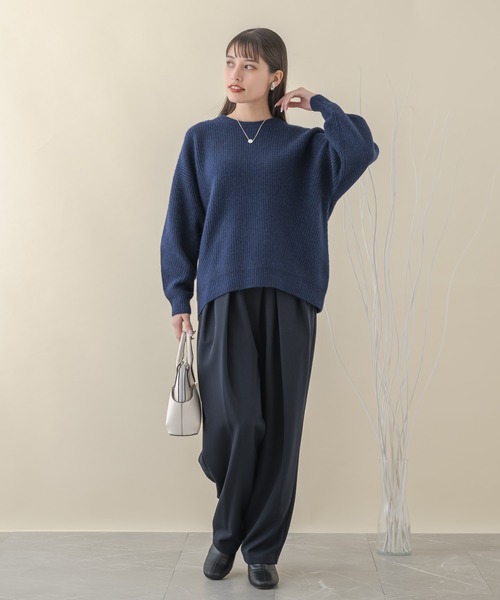 Dignite collier（ディニテコリエ）の「Dignite collier FOXラメクループルオーバー（ニット/セーター・レディース・グリーン/ネイビー/ベージュ・FREE）」の13枚目の写真