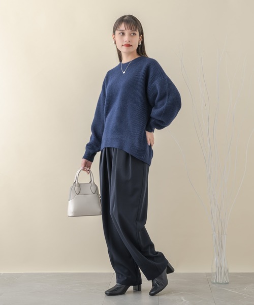 Dignite collier（ディニテコリエ）の「Dignite collier FOXラメクループルオーバー（ニット/セーター・レディース・グリーン/ネイビー/ベージュ・FREE）」の14枚目の写真