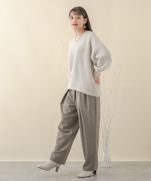 Dignite collier（ディニテコリエ）の「Dignite collier FOXラメクループルオーバー（ニット/セーター・レディース・グリーン/ネイビー/ベージュ・FREE）」の19枚目の写真