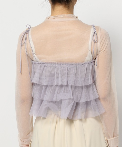 mysty woman（ミスティウーマン）の「肩リボンチュールキャミ　 106916（シャツ/ブラウス・レディース・ベージュ/グレー/アイボリー・FREE）」の10枚目の写真