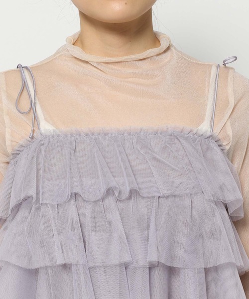 mysty woman（ミスティウーマン）の「肩リボンチュールキャミ　 106916（シャツ/ブラウス・レディース・ベージュ/グレー/アイボリー・FREE）」の12枚目の写真