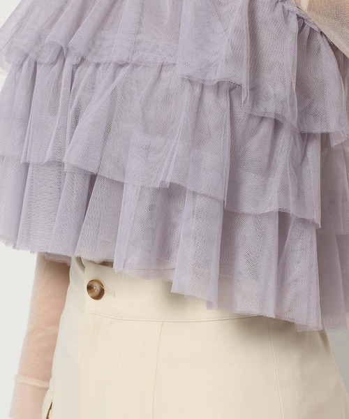 mysty woman（ミスティウーマン）の「肩リボンチュールキャミ　 106916（シャツ/ブラウス・レディース・ベージュ/グレー/アイボリー・FREE）」の14枚目の写真