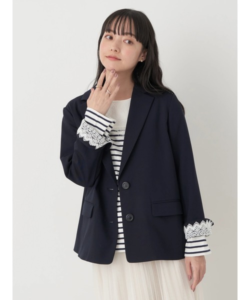 earth music&ecology(アースミュージックアンドエコロジー)の「シングルテーラードジャケット(テーラードジャケット・レディース・ベージュ/ネイビー・L/M)」の4枚目の写真